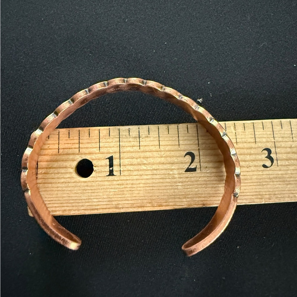 Native American Stamped Solid Copper Bracelet Cuf… - image 8